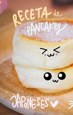 two pancakes on a plate with the words receta de rancaky above them