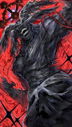 an image of a demonic creature in red and black