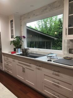 the kitchen is clean and ready for us to use in its new owner's home