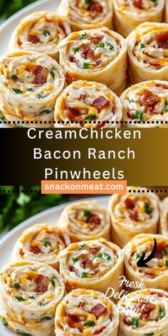 Perfect for parties or quick snacks, these Chicken Bacon Ranch Pinwheels are a delicious blend of creamy cheese, savory bacon, and ranch flavor all rolled up in soft, tasty tortillas. Easy to make and irresistibly good, these pinwheels will be the star of any gathering! 🥓🧀✨ #PartyAppetizer #EasyRecipes #PinwheelRecipes #BaconLovers Bacon Cheese Pinwheels, Bacon Ranch Pinwheels Easy, Cheesy Bacon Ranch Pinwheels, Mexican Chicken Pinwheels With Rotel, Chicken Bacon Ranch Pinwheels Roll Ups, Chicken Bacon Pinwheels, Cranberry Chicken Pinwheels, Quick Snack Recipes Appetizers, Game Day Pinwheels