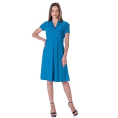 Comfort and style combine for an effortless look with this Women's 24Seven Comfort Apparel Short Sleeve Knee Length V Neck Rouched Wrap Dress.Click on this WOMEN'S GUIDE to find the perfect fit and more! FEATURES Faux-wrap silhouette Soft, stretchy fabric Straight hem No closure - pullover styling Short sleeves Unlined V-neckFIT & SIZING 41-in. length from shoulder to hem Midi length hits below the kneeFABRIC & CARE Polyester, spandex Machine wash and tumble dry low Imported Size: X Large. Color Short Styles, Dress Clothes For Women, Stretchy Fabric, Pullover Styling, Midi Length, Polyester Spandex, Gender Female, Wrap Dress, Knee Length