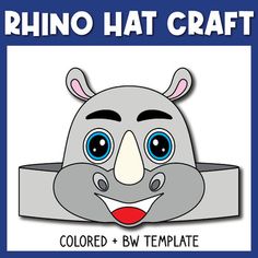 rhino hat craft with the text, colored and bw template for children's crafts