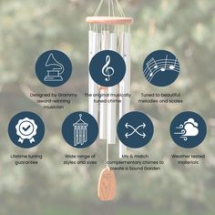 a wind chime with musical notes and symbols