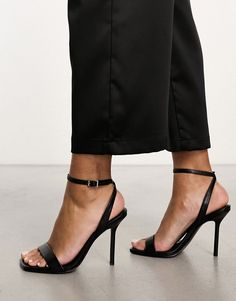 Shoes by ASOS DESIGN Dancefloor approved Adjustable ankle strap Open toe High point heel Shoes For Bridesmaids, Bridesmaid Heels, Simple Black Heels, Rodeo Chic, Marine Ball, Eid Outfits, Basic Heels, Fashion Shoes Heels, Summer Heels