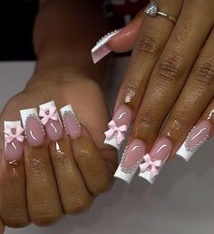 Nail Ideas Simple, Bow Nail Designs, French Nail Designs, Unique Acrylic Nails