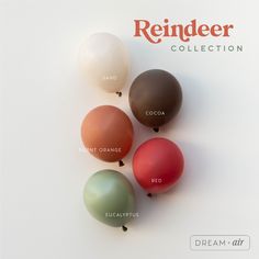 four balloons with different colors and names on them are shown in the same image as an advertisement for render collection