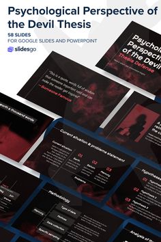 Psychological Perspective of the Devil Thesis Defense Psychology Powerpoint Templates, Powerpoint Slide Design, Thesis Defense, Dark Psychology, Powerpoint Slide Designs, Proposal Design, Education Templates, Power Point Template