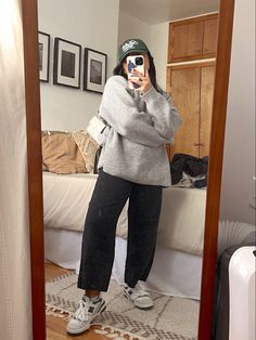 Dress Down Trousers, Plus Size Clothing Tips, Casual Christmas Morning Outfit, Fall Winter Outfits Midsize, Comfy Barista Outfit, Mid Size Scandinavian Fashion, Cozy Teacher Outfits Winter, Cold Weather Comfy Outfits, Dress With Sweatshirt Over It