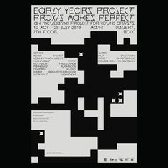 a poster with black and white squares on it's sides, including the words forty years project