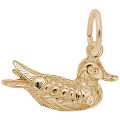 a gold duck charm on a white background