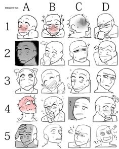 the stages of facial expression in an anime character's face and how to draw it