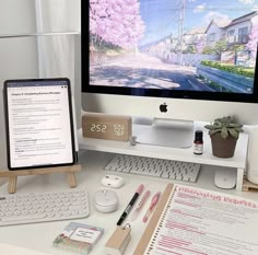 a desktop computer sitting on top of a white desk