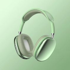 a pair of headphones on a green background