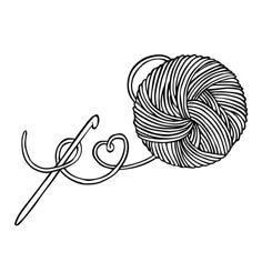 a ball of yarn and a pair of knitting needles on a white background, hand drawn illustration