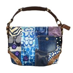 a handbag made out of jeans and fabric