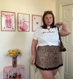 Plus Size Cheetah Skirt, Fashion Girly, Inspo Fits, Nyc Outfits, Thrift Inspo, Curvy Fashionista, Plus Size Fits, Fashion 2024, Fall Fits