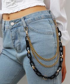 Hip Belts, Hip Chain, Jeans Chain, Pant Chains, Gold Pants, Layered Chain, Denim Corset, Rocker Style, Rock Punk