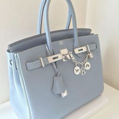 Hermes Bags Collection, Luxury Purses Hermes Birkin, Birken Bag Aesthetic, Blue Bag Aesthetic, Blue Hermes Bag, Dream Bag, Dream Bags