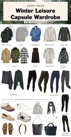 Winter 2024 Capsule Wardrobe for Women In Their 40s, Winter 2024 Capsule Wardrobe for Women In Their 50s, Winter 2024 Capsule Wardrobe for Women In Their 60s, How To Wear Leggings In Your 50s, How To Wear Leggings In Your 60s, Winter Leggings Outfit Ideas, Winter Leisure Capsule Wardrob Womens Winter Outfits Dressy, Capsule Wardrobe Organization, Casual Winter Outfits For Women Over 30, Winter Vacation Capsule Wardrobe, Winter Casual Outfits 2024, 2 Week Winter Travel Wardrobe, Florida Winter Capsule Wardrobe