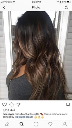 Dark Hair With Cinnamon Balayage, Dark Route Balayage, Black Hair Partial Balayage, Black Partial Balayage, Full Balayage Black Hair, Balayage Hair For Black Hair, Black Brown Balayage, Balayage On Black Hair Indian, Rich Brunette Balayage