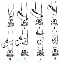 the steps in how to wear socks and boots for walking with no shoes on them