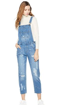 overalls, 2019 fall fashion, fall outfits, fall work outfits, sweater weather Ripped Denim Overalls, Very Short Dress, Urban Style Outfits, Long Leggings, Top Design Fashion, Fall Outfits For Work, Rockabilly Dress, Cap Dress, Cotton Romper