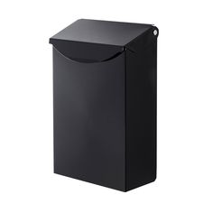 a black trash can on a white background