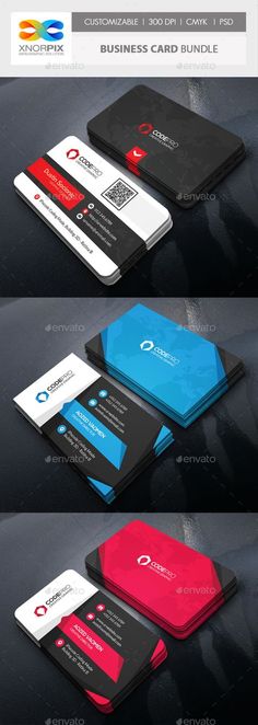 three different business cards mock up on top of each other, with the same color and size