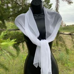 Plain white long shawl for wedding or Formal party events. Chiffon fabric scarf. Very elegant and pretty. Hand wash only. Hang dry. wide and long 20 or 24 inches wide. 74 inches long scarf. Shawl For Wedding, White Shawl, Elegant Shawl, Long Shawl, Chiffon Shawl, Fabric Scarf, White Apron, French Maid, White Scarf