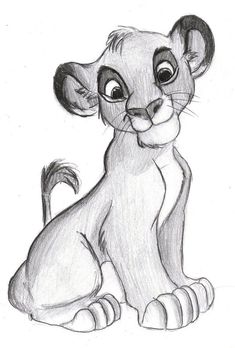 the lion cub from disney's the lion king is shown in this pencil drawing