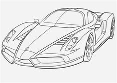 a black and white drawing of a sports car