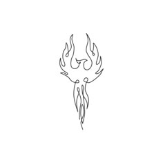 a black and white drawing of a bird with flames on it's back end