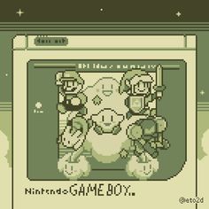 the nintendo game boy is shown in pixel art