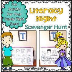 Are you looking for a fun activity to do with families at your school for a Literacy Night?  This Scavenger Hunt makes a great activity that families can do together!  Families read the clues to find letters you have hidden around your school.  Then those letters they find and record are then used to complete a book quote.  Families can just complete the activity together or you can have them return completed hunts for a prize!  Easy prep, families can come and go to allow them to complete it wi Literacy Night Scavenger Hunt, Literacy Luau, Literacy Night Themes, Family Literacy Night Activities, Literacy Night Activities, Family Games Night, Literacy Week, Principal Ideas, Family Literacy Night