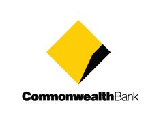 the commonwealthbank logo is shown in black and yellow, on a white background