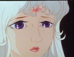 an anime character with white hair and blue eyes