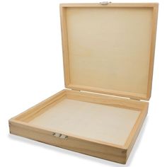 an open wooden box on a white background