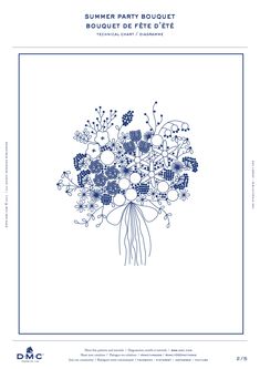 a blue and white flower arrangement with the words summer earth bouquet