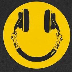 a smiley face with headphones on it