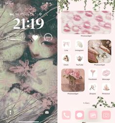 an iphone screen with pink flowers on it