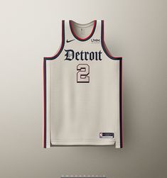 a detroit basketball jersey hanging on the wall