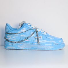 White Air Forces, Iconic Shoes, Air Force 1s, Custom Air Force 1, Custom Nike, White Cross, Custom Nikes, Air Force Ones, Custom Sneakers