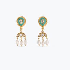 Shop Indian Silver Earrings - 925 Silver Jewelry | Paksha Jadau Set, Lotus Earrings, Golden Glow, Gold Plated Silver