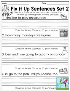 the worksheet for making sentences with pictures and words to help students learn how to