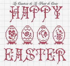 the cross stitch pattern for happy easter