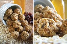 two pictures one with granola, the other with raisins and honey in it