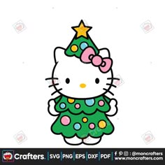 a hello kitty christmas tree with a star on top