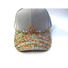 New Unworn- Handmade -Hand Beaded Classic Structured Style Soft Dove Gray Cap With A Bunch Of Fantastic Sparkle And Shine Studded With Soft Pastel Beads And Crystals This Is A Nice Quality Cap With Six Solid Panel Construction To Enhance Durability, Adjustable Velcro Closure And Padded Interior Band. Not For Shy Gals! Handmade Caps- Not From China Beaded Hats, Tropical Trend, Fleece Headbands, Gray Fashion, Pastel Beads, Gray Cap, Beaded Hat, Crochet Beanie Hat, Embroidered Cap