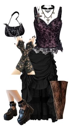 Hogwarts Shifting Outfits, Fitted Gothic Tops For Alternative Fashion, Fitted Gothic Tops, Gothic Lace-up Platform Boots, Hogwarts Shifting, Fitted Gothic Lace Top, Black Gothic Mini Skirt, Shifting Outfits, Fire Clothes