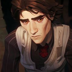 an animated image of a man with dark hair and brown eyes looking at the camera